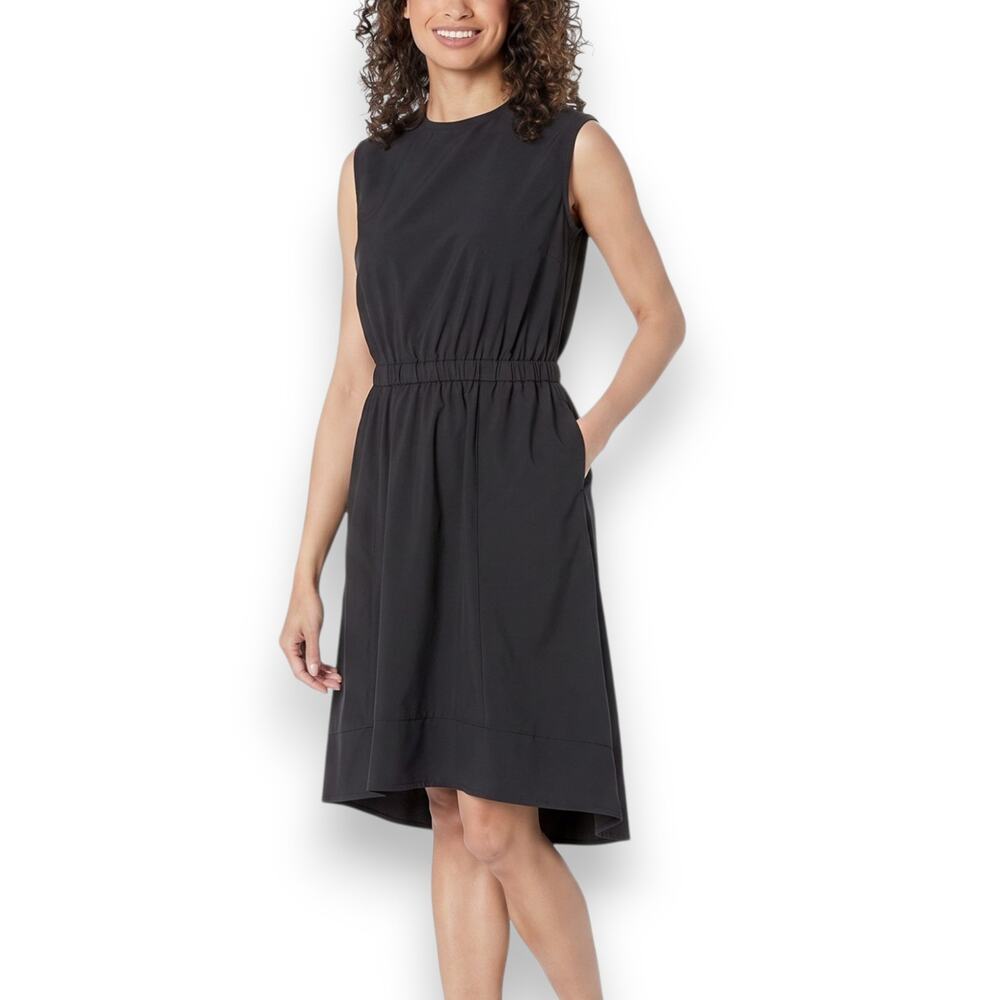 M Royal Robbins Womens Black Standard Fit Crew Neck Spotless Traveler Tank Dress